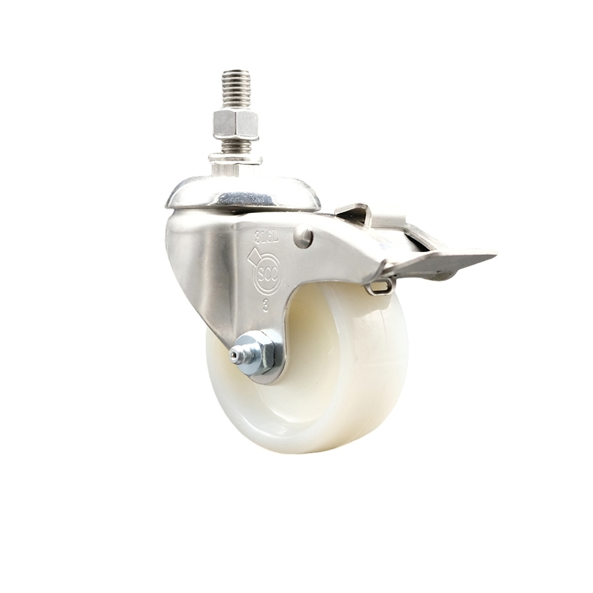 Service Caster, 3in. x 1 1/4in. Stem Caster, Wheel Diameter 3 in, Caster Type Swivel, Package (qty.) 1, Model# SCC-SS316TSTTL20S314-NYS-M1215